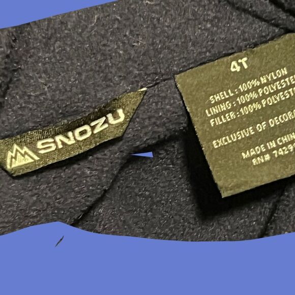 Snozu Puffer Jacket Double Zip Blue/Black Fleece Size 4T - Picture 5 of 5